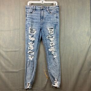 American Eagle Next Level Stretch women's high rise jeggings distressed sz. 14